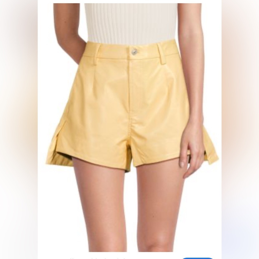 7 For all Mankind Faux Leather Yellow Women's Shorts
